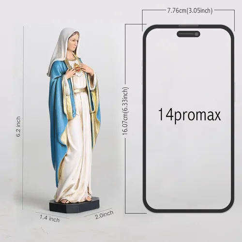 Miniatura 7 de Figura Católica del Inmaculado Corazón de María de BC, 6" de Alto, Estatua de la Santísima Madre Virgen María para el Hogar, Regalos Religiosos