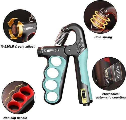 Miniatura 3 de 2 fortalecedores de agarre de mano ajustables (11-220 libras) – Ejercitador automático de antebrazo de muñeca, entrenamiento de fuerza de agarre Rojo