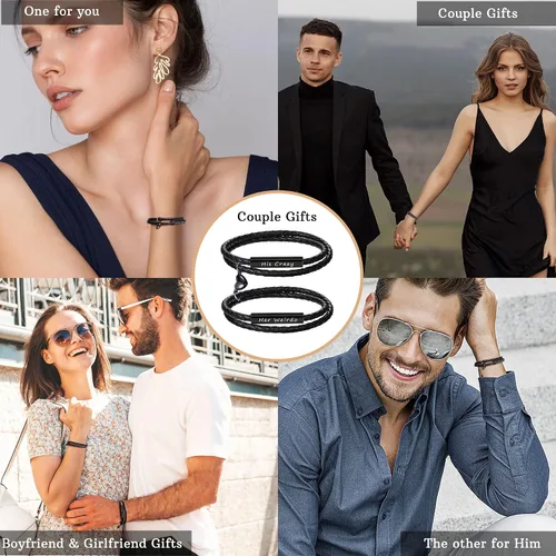 Miniatura 7 de Pulseras para parejas para mujeres, regalos para hombres, aniversario de boda, regalos de nacimiento para novio, novia, pulsera a juego, 2 piezas