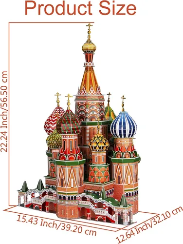 Miniatura 3 de WISESTAR Rompecabezas 3D grandes de 22.2 pulgadas de alto para adultos y niños, juego de construcción de la catedral de San Basilio de Rusia de 231