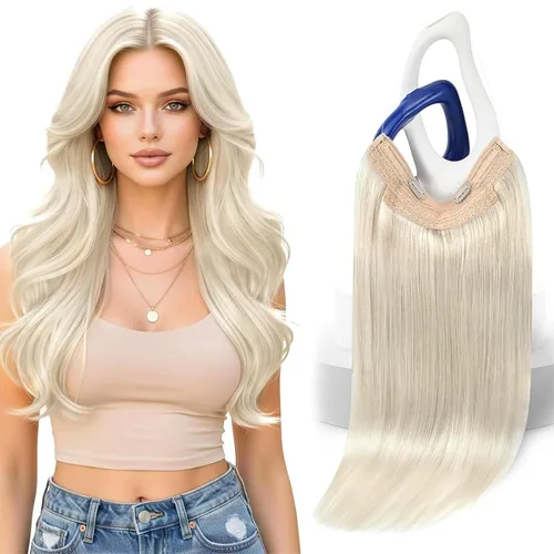 Miniatura 21 de Sunny - Extensiones de cabello humano real, con cable/hilo y clips ajustables, aplicación invisible, 2.82 onzas, 12 pulgadas, color rubio cenizo