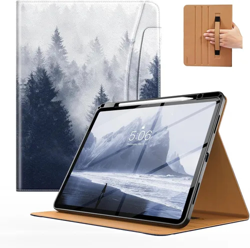 Miniatura 11 de MoKo Funda para iPad Air de 13 pulgadas (M4) 2026 / (M3) 2025 / (M2) 2024 con soporte para lápices, correa de mano y bolsillo, funda de cuero