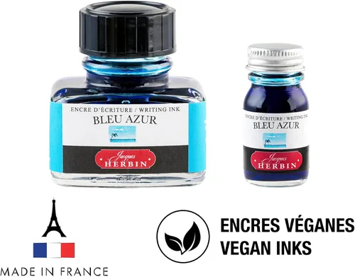 Miniatura 8 de Tinta para pluma estilográfica Herbin - Botella de 30 ml - Bleu Azur
