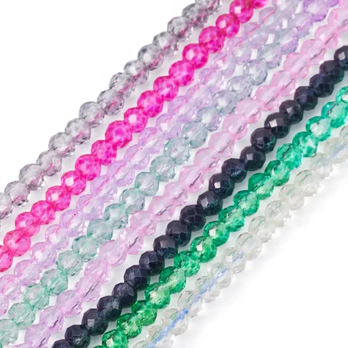 Miniatura 30 de Craftdady 10 hebras de cuentas de cristal galvanizado facetado de 0.157 pulgadas (0.157 in) chapadas en perlas brillantes pequeñas cuentas