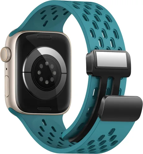 Miniatura 26 de Correa deportiva magnética antisudor para Apple Watch, correas de silicona impermeable y transpirable. Para compatible con iWatch Ultra SE Series