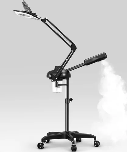 Miniatura 8 de TASALON Vaporizador facial profesional 2 en 1, vaporizador facial de ozono caliente para facial con lámpara de aumento 5X, vaporizador esteticista