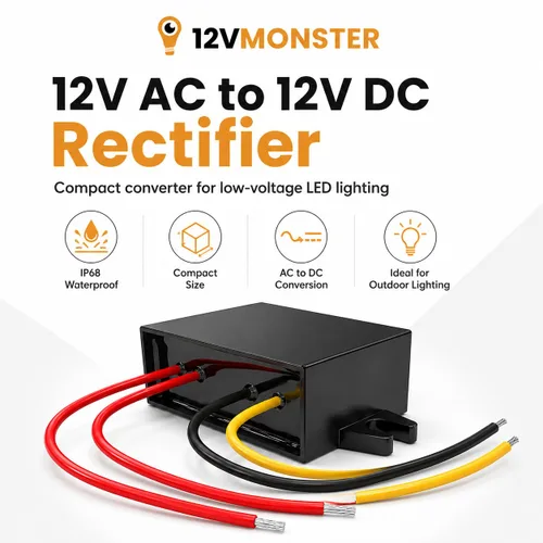 Miniatura 2 de Convertidor de 12 V CA a 12 V CC – Rectificador de 12 V CA a 12 V CC – Transformador de corriente CA de 12 voltios a 12 V CC para tiras de luz LED