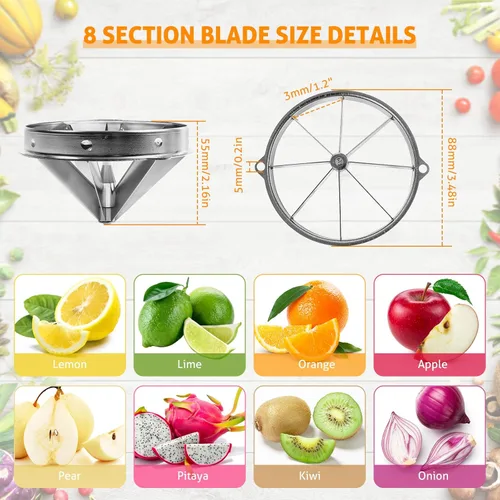 Miniatura 5 de WICHEMI Cuchilla de 8 secciones para comercial Easy Wedger cortador de limón de acero inoxidable fruta lima rebanador vegetal cortador de verduras