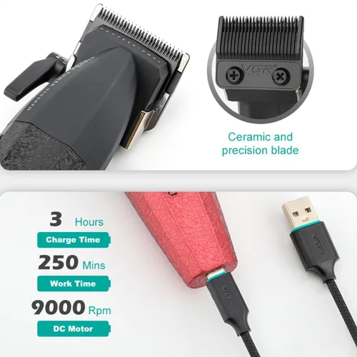 Miniatura 6 de VGR Juego de cortapelos y recortadoras profesionales de peluquería para hombres, afeitadora de lámina de triple hoja flotante, kit de corte