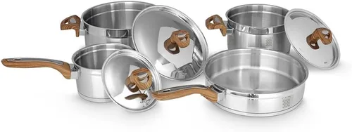 Miniatura 8 de Serenk Juego de ollas y sartenes de acero inoxidable, utensilios de cocina no tóxicos, antiadherentes, 7 piezas, utensilios de cocina de inducción