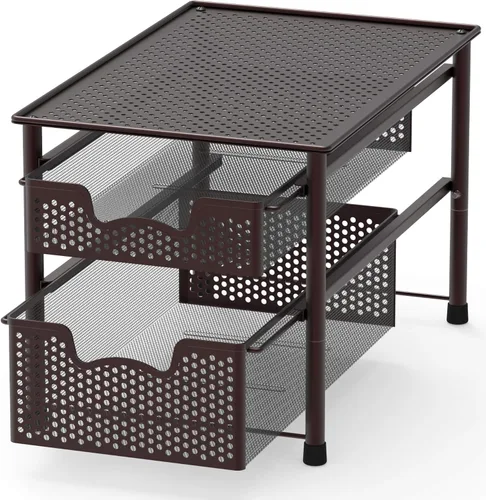 Simple Houseware - Cajón organizador apilable de 2 niveles, bronce