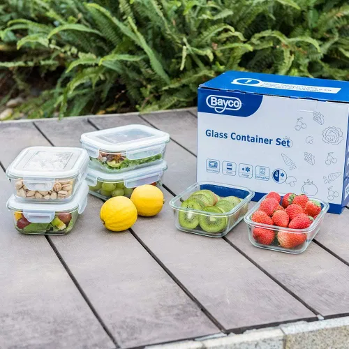 Miniatura 6 de Bayco - Paquete de 6 recipientes de vidrio para comidas preparadas, recipientes de almacenamiento con tapas, cajas bento herméticas, sin bisfenol A