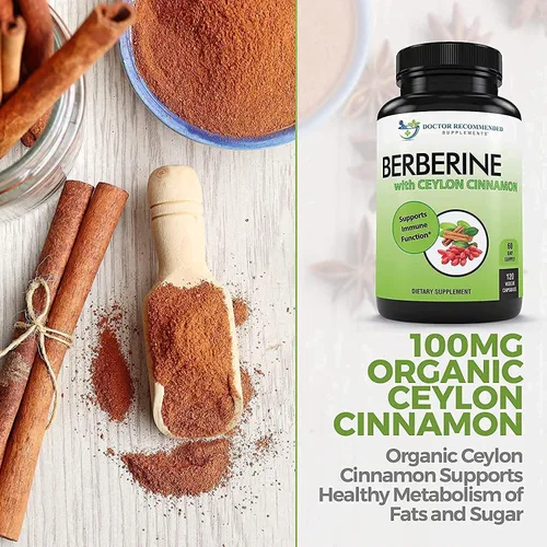 Miniatura 3 de Berberina con canela de Ceilán, 1200 mg de berberina y 100 mg de canela de Ceilán orgánica, 120 cápsulas vegetales, sistema inmunológico saludable