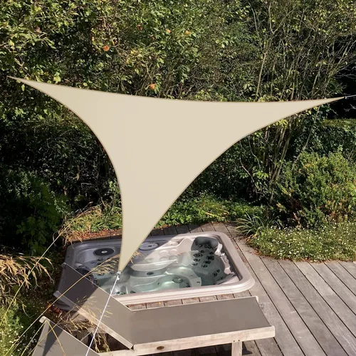 Miniatura 5 de Patio Toldo tipo vela triangular impermeable, 5 x 5 x 5 pies, toldo de tela de alta densidad, 95% de bloqueo UV, cubierta Patio para exteriores