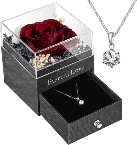 PURELOVE Necklace for Women Gifts for Women Anniversary Birthday Christmas Mothers Day Valentine's Day Jewelry With Forever Flowers Necklace for