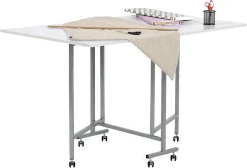 Miniatura 14 de Sew Ready Mesa plegable para pasatiempos y cortes, 58.75 pulgadas de ancho x 36.5 pulgadas de profundidad, mesa blanca para artes y manualidades