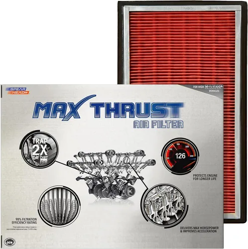 Miniatura 22 de Filtro de aire de motor Spearhead MPG Defense Max Thrust para vehículos de todo kilometraje, se adapta como el OEM, restaura MPG y aceleración