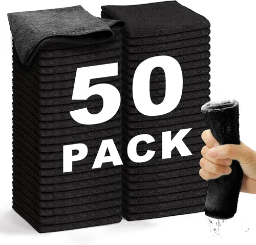 Paño de Limpieza de Microfibra - 50 Piezas (33x33 cm) Trapos Ultra Suaves Altamente Absorbentes para Limpieza, Toallas Reutilizables y Sin Pelusa