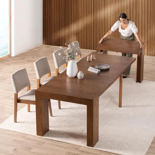 Miniatura 30 de Transformer Table - Mesa de comedor extensible de madera maciza, asientos 2-12, mesa de comedor expandible, muebles que ahorran espacio, muebles
