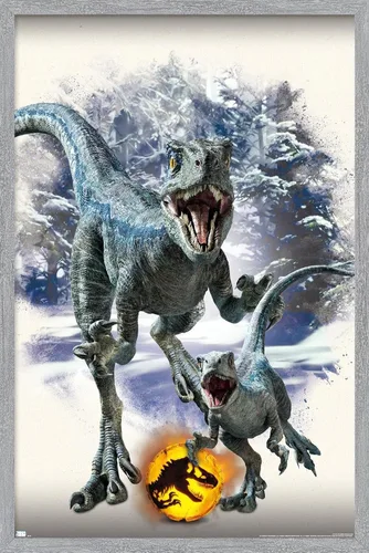 Miniatura 15 de Trends International Jurassic World: Dominion - Póster de pared focal azul y beta, 22.375 x 34 pulgadas, versión enmarcada de madera de granero