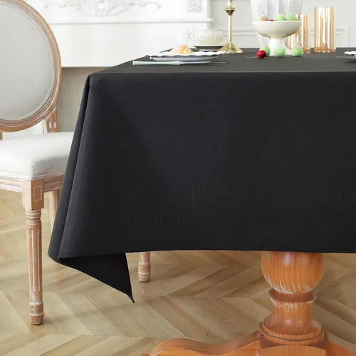 Laolitou - Mantel cuadrado de lino impermeable texturizado negro, manteles lavables sin arrugas a prueba de derrames para mesa de comedor, estilo de