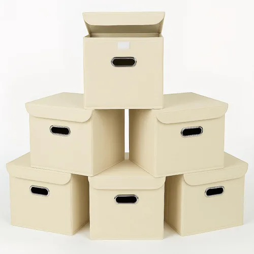 Miniatura 16 de Organizadores de armario de tela con tapas, canastas plegables con asas, cajas de almacenamiento para almacenamiento de ropa, oficina, juguetes