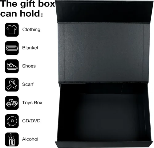 Miniatura 4 de Aimyoo Cajas de regalo magnéticas Galaxy negras con tapas 13.8x9x4.3 pulgadas, caja grande de propuesta para dama de honor y padrino, caja plegable