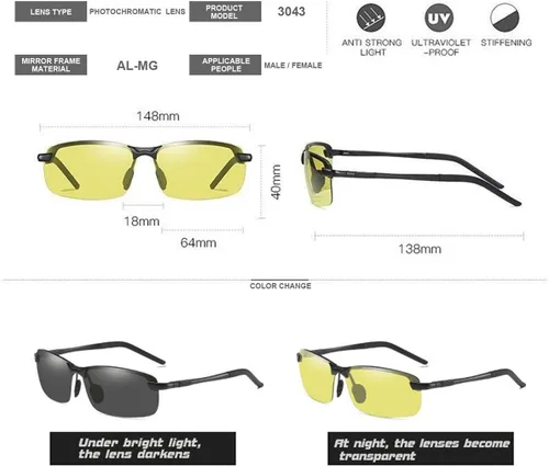 Miniatura 4 de YIMI Gafas de sol deportivas polarizadas fotocromáticas para hombre, mujer, ciclismo, pesca, conducción, protección UV400, lentes antirreflejos