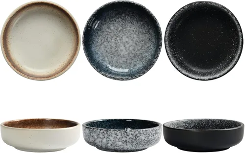 Juego de platos de salsa de soja de cerámica, juego de cuencos para sumergir de 6 piezas, cuencos para chips y salsa, estilo japonés de 3 oz, plato