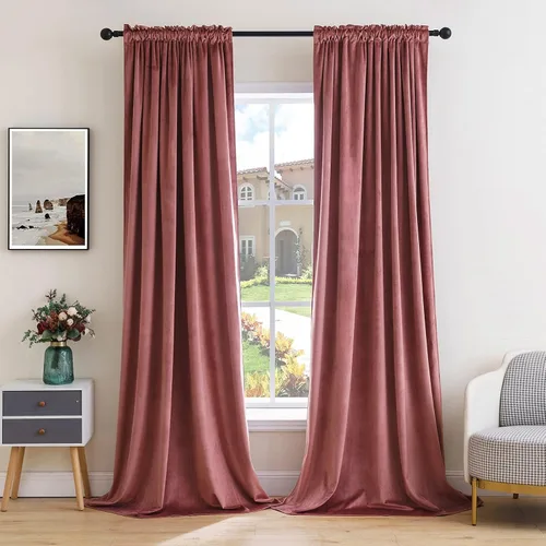Miniatura 9 de MIULEE - Juego de 2 paneles de cortinas negro opacas y térmicas de terciopelo para la sala de estar y dormitorio, con bolsillo para cortinero, de 63