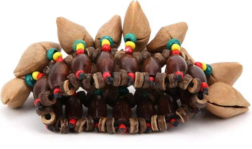 Miniatura 8 de RiToEasysports Pulsera de tambor africano, hecha a mano, con concha de nuez, percusión, pulsera tribal africana con sonido nítido para los amantes