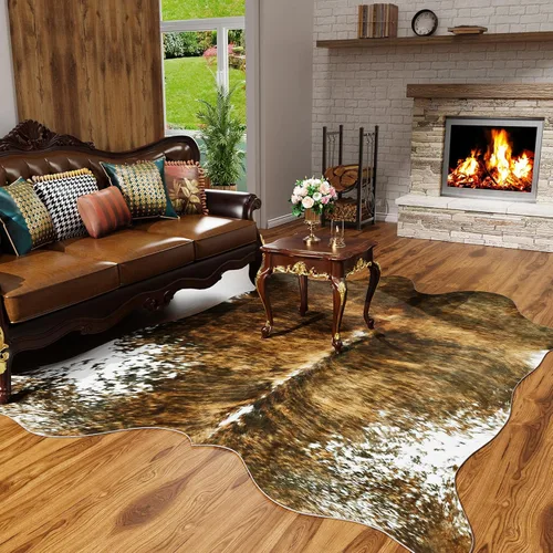 Miniatura 25 de Alfombra de piel de vaca sintética AROGAN, alfombra premium con estampado de vaca para decoración occidental boho, piel de vaca para dormitorio