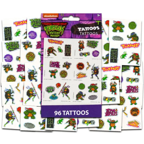Miniatura 2 de T M N T Juego de calcomanías y tatuajes de tortugas ninja mutantes adolescentes ~ Paquete con calcomanías TMNT y tatuajes para niños