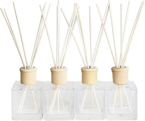 Miniatura 10 de Botellas difusoras de vidrio de fragancia, frascos difusores con tapas y palo de ratán, juego de 4 piezas de accesorios de fragancia de 6.8 fl oz