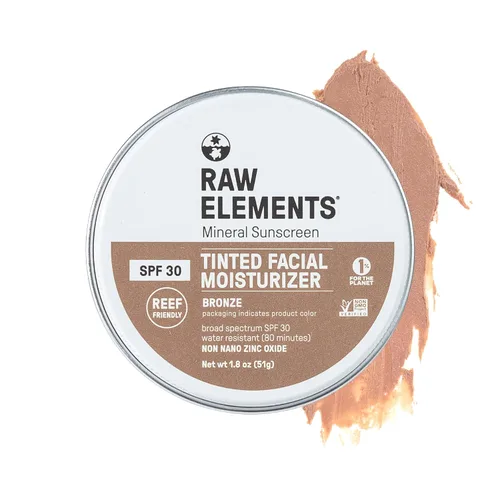 Crema facial tintada ultra-hidratante Raw Element, protector solar mineral no tóxico para la cara, hidratante diario tintado, óxido de zinc no nano,