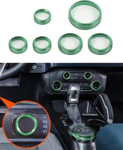 Miniatura 12 de Savadicar CKT01 Billet - Juegos de molduras de perillas de control de aluminio billet, faros/4WD/HVAC, biseles de anillos de perillas de control