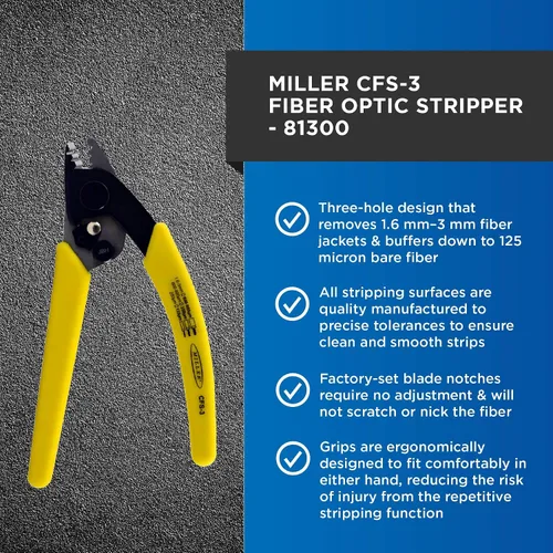 Miniatura 2 de Miller Serie CFS-3 Herramienta pelacables de tres agujeros para técnicos de trabajo, electricistas e instaladores, herramienta segura de empalme