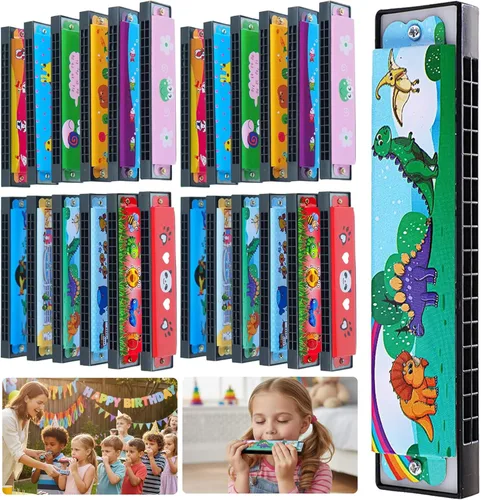 24 piezas de armónicas para niños a granel - Recuerdos de fiesta de cumpleaños, regalos de devolución para niños de 4-8 y 8-12 años, niños y niñas |