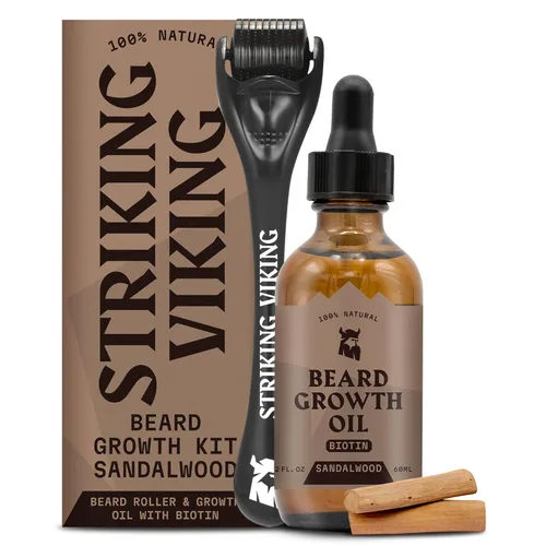 Miniatura 11 de Striking Viking Aceite de crecimiento de barba para hombres, 2 onzas líquidas, sándalo, aceite de barba espesante y acondicionador con biotina