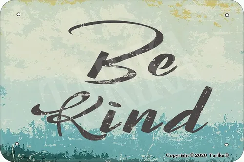 JIUFOTK Letreros de metal con texto en inglés «Be Kind» con texto en inglés «Be Kind», póster tipográfico inspirador, decoración de pared para el