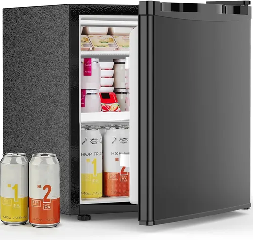 Antarctic Star Mini refrigerador con congelador, capacidad 1.6 pies cúbicos, refrigerador vertical pequeño con estantes removibles, termostato de 7