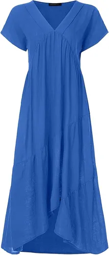 Miniatura 3 de FWFLYAWAY Vestidos de verano para mujer 2023, talla grande, casual, lindo, vestido tipo babydoll con volantes escalonados, estilo bohemio, vestido