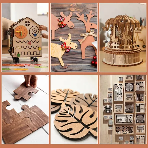 Miniatura 5 de 10 paquetes de hojas de madera contrachapada de nogal 12x12x1/8 pulgadas, 3mm de madera contrachapada para corte láser y grabado, madera sin acabado