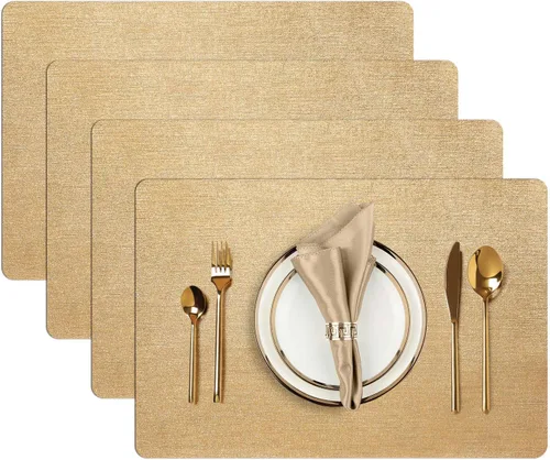 AIRCOWRIE manteles individuales para mesa de comedor, manteles individuales resistentes al calor, anti-deslizamiento, de vinilo, lavables, para