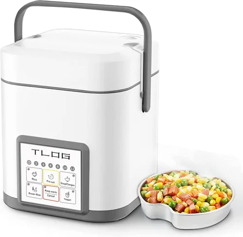 Miniatura 8 de TLOG Arrocera baja en carbohidratos 2L (8 tazas cocidas), arrocera saludable baja en azúcar con cesta de vapor de acero inoxidable 304, 5 preajustes