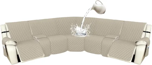 Miniatura 66 de Arfntevss Fundas de sofá modular reclinable, 100% impermeable, en forma de L, para sillón reclinable en forma de L, funda seccional lavable
