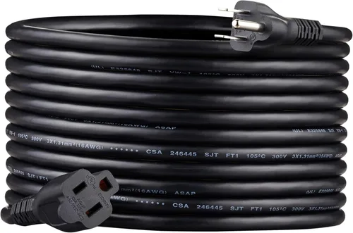 Miniatura 15 de Amazon Basics Cable de extensión, 13 amperios, 125 V, 20 pies, color negro, paquete de 2