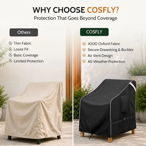 Miniatura 7 de COSFLY Fundas para sillas de patio al aire libre, impermeables, resistentes a los rayos UV, ajuste ajustable con correas de hebilla, se adapta a