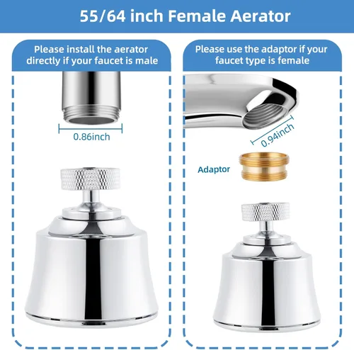 Miniatura 2 de Hygie Rinse Reemplazo de la cabeza del grifo del fregadero de cocina, accesorio rociador de 4 grifos rociadores con giro de ángulo grande, rosca