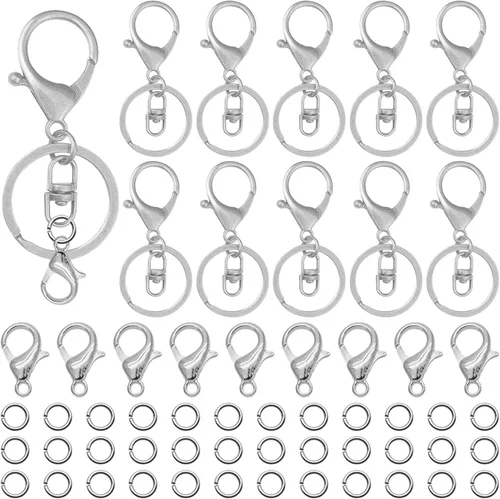 Miniatura 13 de 30 llaveros con cierre de langosta para fabricación de joyas, broches de metal giratorios con cierres giratorios, clips de gancho, anillo de llavero